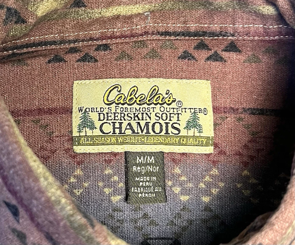 Cabelas mens M Deerskin Soft Chamois button-down l/s Aztec Southwestern VG - Image 4 of 4