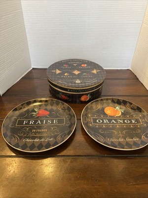 Oneida French Chocolate Stoneware Dessert Plates,  (2) PlatesOrange & Strawberry