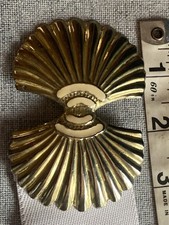 Vintage Elastic Belt w/Gold Double Seashell Clasp 33  Waist Mermaidcore Beach