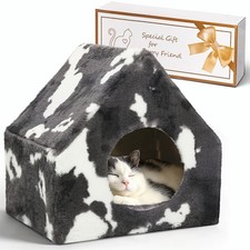 ComSaf Cat Bed House, Cat Cave for Indoor Cats with Fluffy Covered Cat Beds, Was