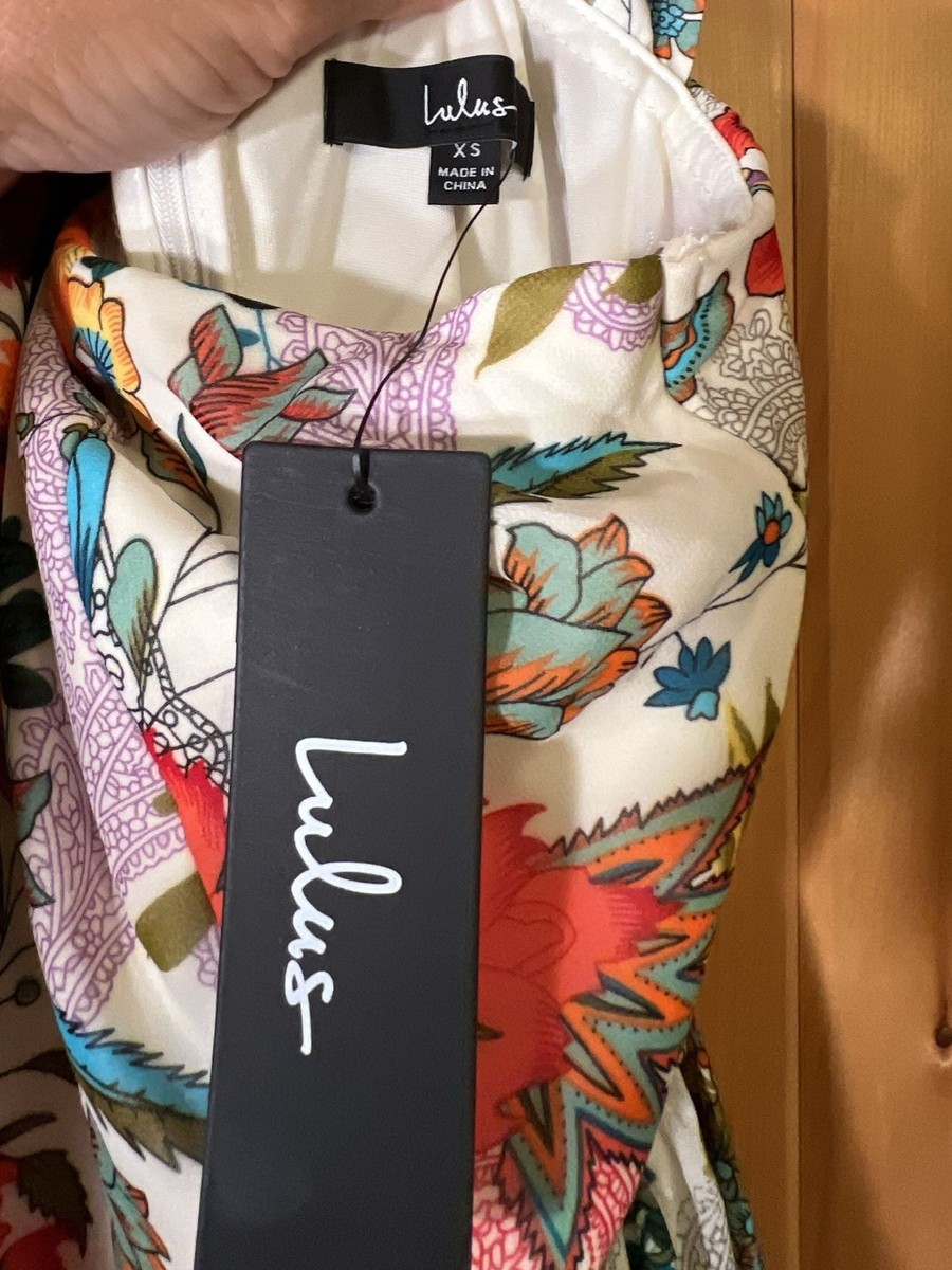 Lulus Lilja Cream Floral Print Halter Maxi Dress Size XS NWT View 3
