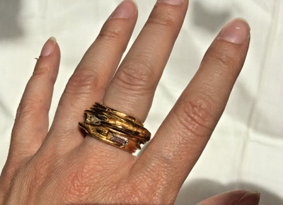 SCHMUCK RING CHRISTIAN LACROIX VINTAGE METALL VERGOLDET STRASS 1980 1990 HAUTE COUTURE