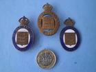 WW 1 British Home Front  " On War Service  1915 " Brass and Enamel Badges  X  3