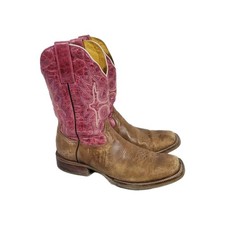Tin Haul cowgirl boots Womens size 10 square toe GALS Pink Western Cowboy