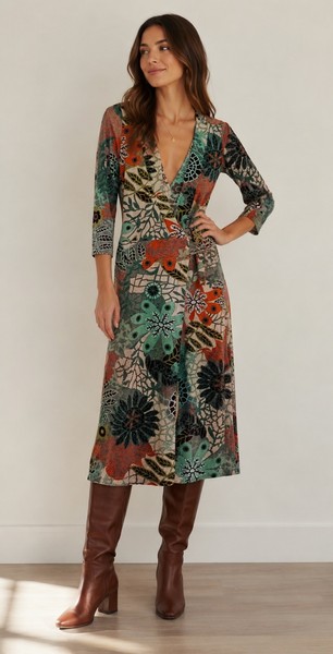 Cooper St Size 8 Wrap Dress Jungle Floral Theme Midi Casual Workwear Party