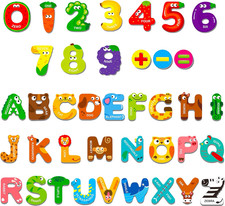 Magnetic Uppercase Letters and Numbers, Educational Learning Tool for Kids Word