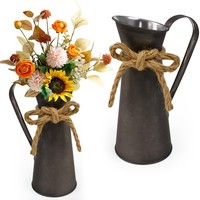 Blumenvase Landhausstil Vintage Deko Eisen Shabby Chic Tischdeko 2Er Set 20X13