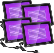 300W LED Black Light, Indoor/Outdoor UV Flood Light with Switch  Plug. 1 Light
