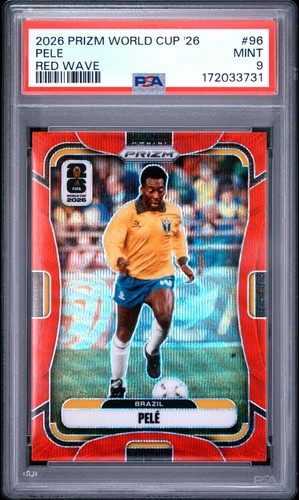 2026 PANINI PRIZM FIFA WORLD CUP 2026 RED WAVE #96 PELE 29/39 PSA 9