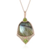 Maniry Labradorit Peridot Rose Vergoldete Halskette Madagaskar