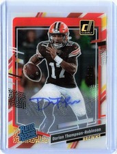 2023 Clearly Donruss Dorian Thompson-Robinson Rated Rookie Auto SN/18 NFL Card. rookie card picture