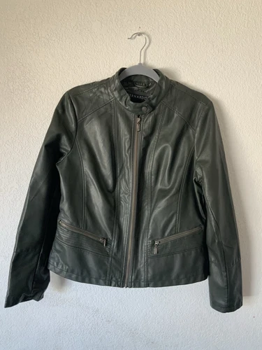 VETEMENTS Giacca Donna Bernardo Ecopelle Taglia L Grigio Acciaio