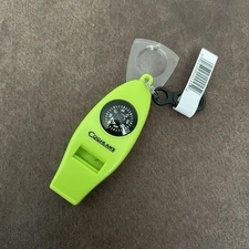 4 In 1 Coghlans GREEN Survival Whistle Compass Magnifying Thermometer Keychain