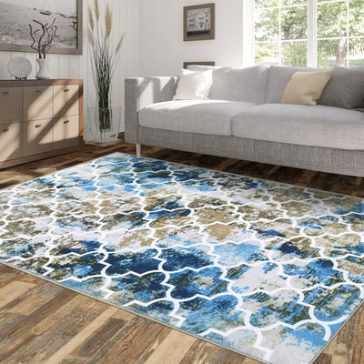 Westloom Modern Abstract Area Rug 9X12 Machine Washable Moroccan Rug Non Slip