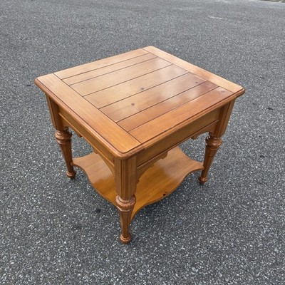 Stanley Furniture Solid Wood End Table Side Nightstand Plank Top French Country