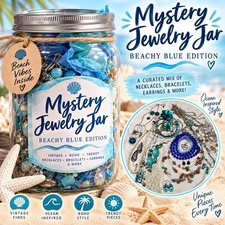Beachy Blue Mystery Jewelry Jar Listing