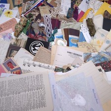 Ephemera Lot 2.5 Lb Paper Fabric Scraps Colla...