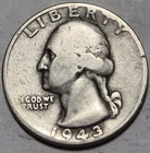 1943 Washington Silver Quarter. Good Condition.