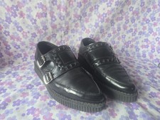 RARE Vintage Underground Black Buckle Creepers Shoes pointed toes Sz. 5 goth alt