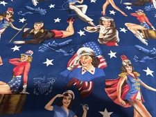 Vintage Pin Up Military Girls by Karen Jarrar for Marcus Brothers Textiles