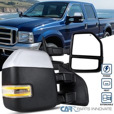 Fits 1999-2016 Ford F250 F350 Power Heated Chrome Towing Mirrorsled Signal Lamp