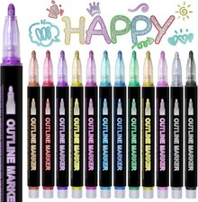 Glitter Pens 8-60 Colours Outline Marker Pens Metallic Glitter Pens with Double