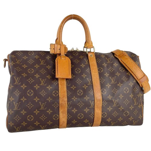 Louis Vuitton Monogram Keepall Bandouliere 45 Leather Brown Boston Bag 4687