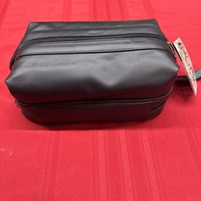 Vintage Dopp Travel Kit Black Toiletries Travel Dual Zipper Storage Bottles