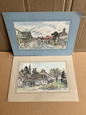 Große gedruckte Postkarten Billinghurst in West Sussex Harold Schild montiert