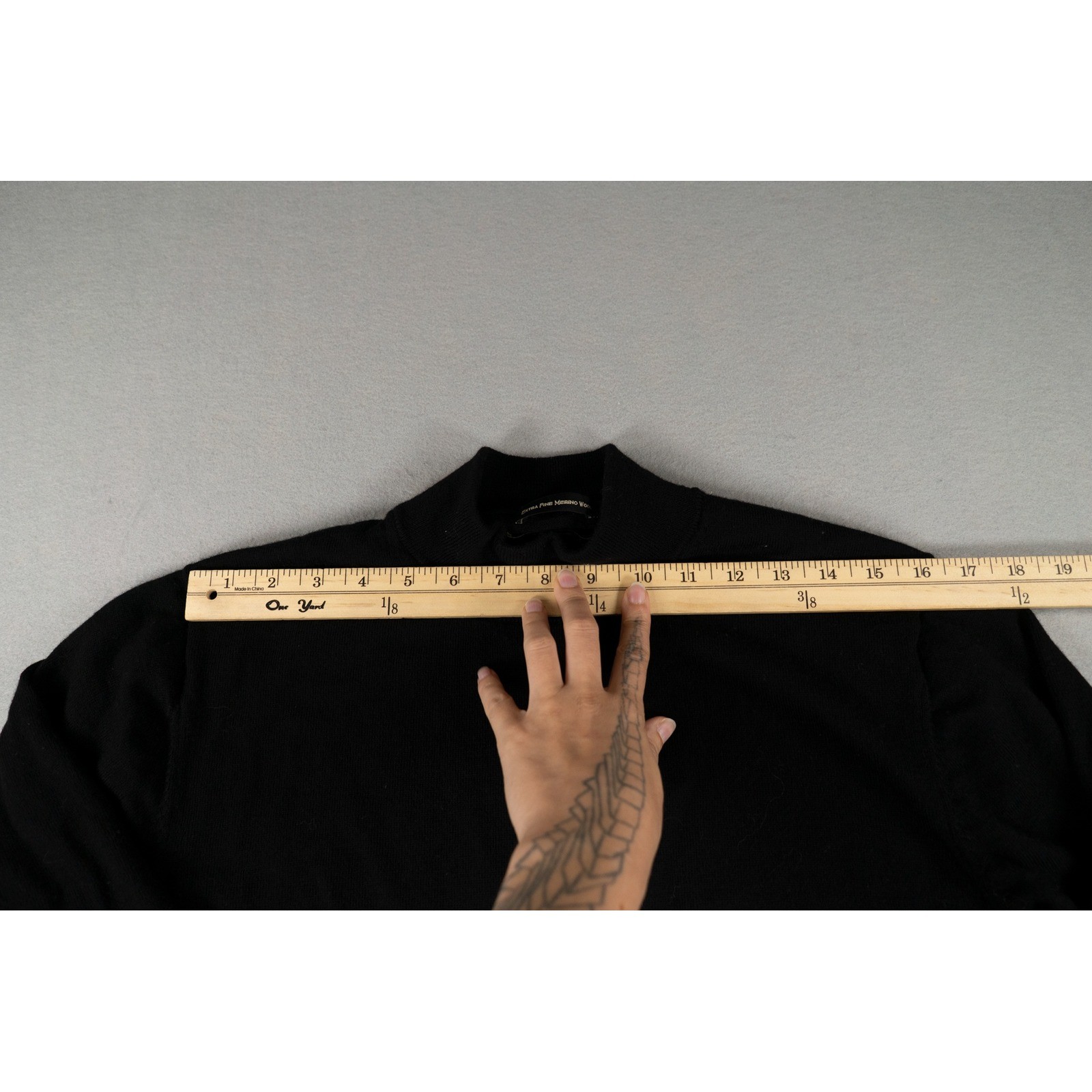 Pronto Uomo Mens Mock Neck Sweater Extra Fine Merino Wool Black 2XLT Tall image 4