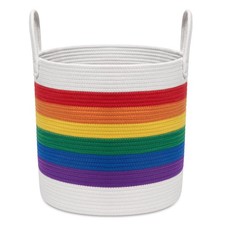 Rainbow Woven Storage Basket, Cotton Rope Basket for Toys, Blankets, Clothes ...