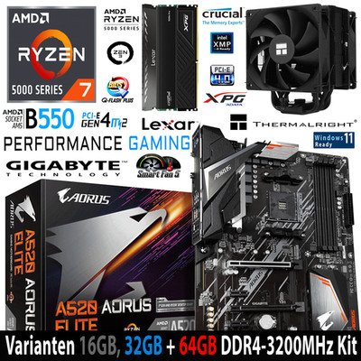PC Bundle AMD Ryzen 7 5700X GIGABYTE A520 AORUS Elite mit 16, 32 oder 64GB DDR4