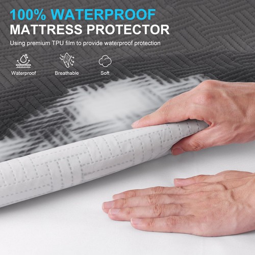 Waterproof Mattress Protector King Size - Breathable, Noiseless, Ultra-Soft B... - Foto 2 di 9