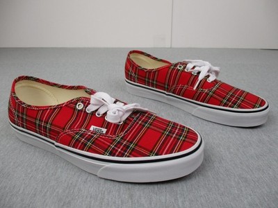 Vans Shoes Men 11.5 Authentic Red Plaid White Sole Christmas Hunting Limited NEW