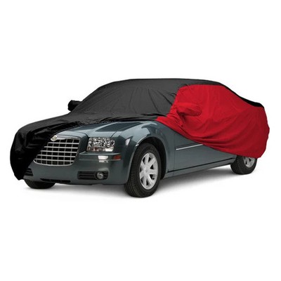 For Fiat 500E 24-25 WeatherShield HP Two-Tone Black Custom Car Cover w Red Sides