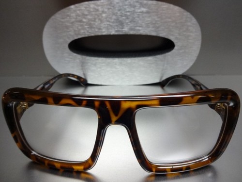 OVERSIZED VINTAGE RETRO Style NERD Clear Lens EYE GLASSES Large Tortoise Frame - Picture 7 of 10