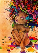 Black African American PSYCHEDELIC AFRO BEAUTY 8 X 10" PRINT