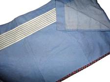 NOJO KIDS BLUE TICKING STRIPES RED TARTAN (1) TAILORED VALANCE 17 X 79