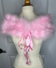 New Red Hat Society, LT. Pink Marabou Feather Shoulder Shrug Ribbon Tie