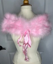 New Red Hat Society, LT. Pink Marabou Feather Shoulder Shrug Ribbon Tie