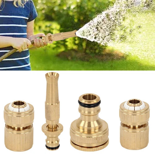 Juego de accesorios de manguera de agua de jardín de latón conector grifo adaptador boquilla 12 mm 1/2" - Imagen 1 de 13