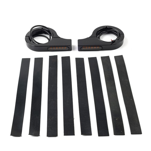 42-46MM LED Fork Turn Signal Light Indicator Amber Black For Harley touring Dyna - Picture 2 of 11