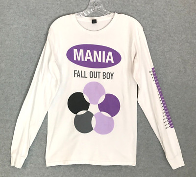 Fall Out Boy Shirt Mens Small 2017 Mania Concert Tour Long Sleeve White Cotton