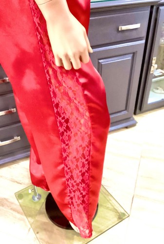 Sexy Sensuous Red Satin Lace Accent Lounge Pajama Pants Waist 34-40" L XL - Picture 5 of 20