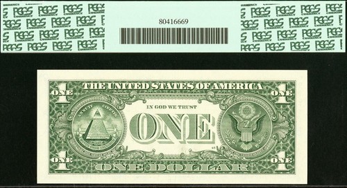 2001 $1 Federal Reserve Note PCGS 65PPQ Four Fancy Same Serial Number 30003333 - Picture 5 of 9