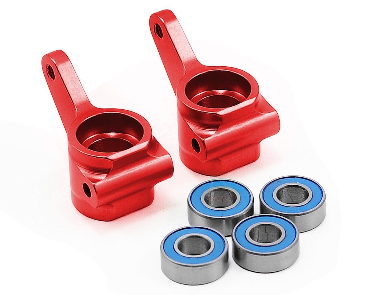 Upgrade with Traxxas Red Aluminum Steering Blocks with Ball Bearings 3636x (2-Pack)