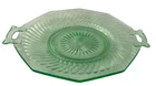 Depression Green Glass Swirl  Serving Dish Tray with Handles Ten sides  Vintage