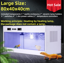 Big PVC Reptile Glass Terrarium Natural Snake Amphibian&w/ Thermostat up to 40℃