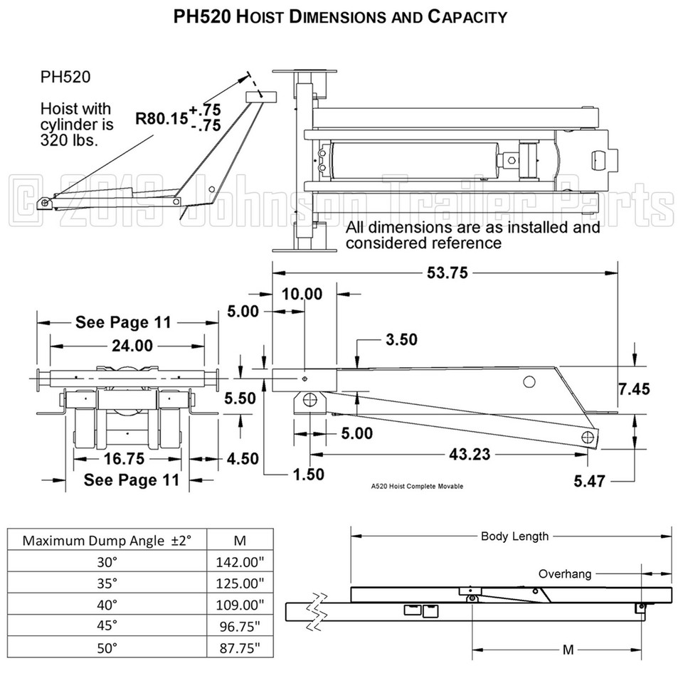 10 Ton Hydraulic Scissor Hoist Kit Dump Trailer PH520 Power Hoist