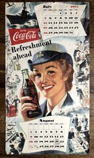 July - August 1953 Coca Cola Calendar w/ Military Woman Drinking Coke